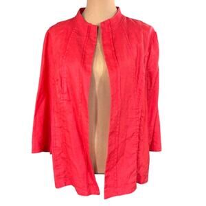NWT Chico's Core Linen Corey Open Front High Neck Jacket Annatto‎ Orange Size 16